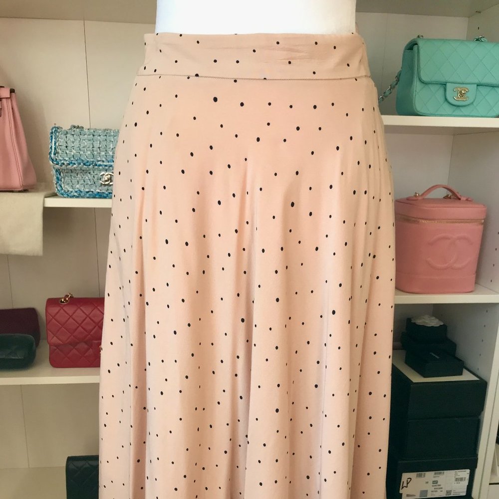 Uniqlo polka dots beige skirt (lined)